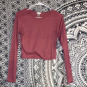 Pink long sleeve cropped shirt